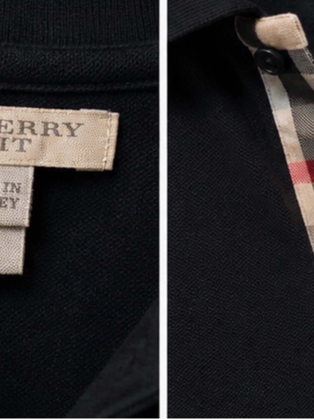 Burberry Black Polo with Check Inner Placket - Picture 4 of 7